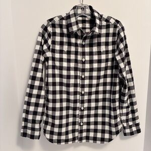 Janie and Jack Boy's Brushed Twill Button Down Shirt Black White Check Size 10
